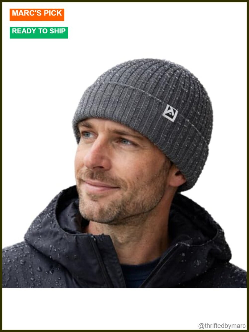 Waterproof Polartec Fleece Lined Merino Wool Cuffed Beanie Hat Winter Warm